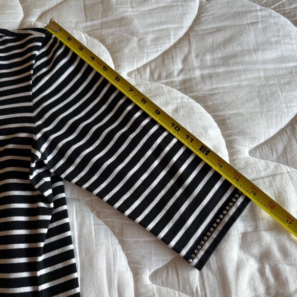 Christine Alexander Black & White Stripe Top w/ Swarovski Crystals – Size L – NW - Picture 9 of 12